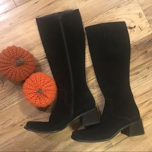 Suede below the knee high boots